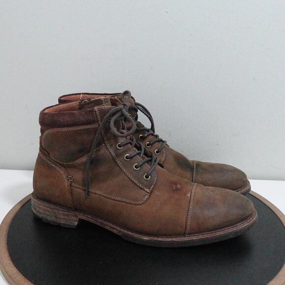 Florsheim Boots Men Size 9.5 Brown Leather Lace-Up Ankle‎ Zip Boot Rugged Casual - Picture 1 of 12